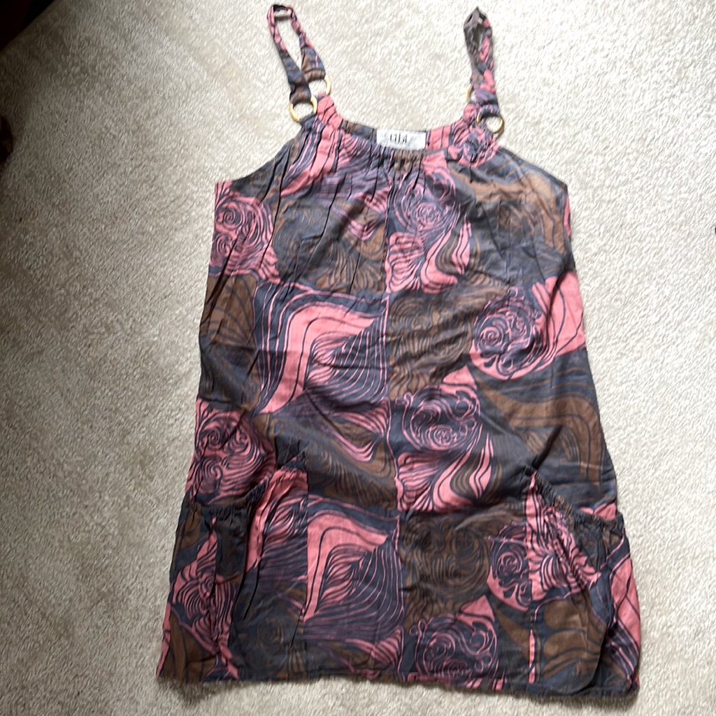 Tibi Swim Suit Coverup, Pink, Brown And Navy Design
